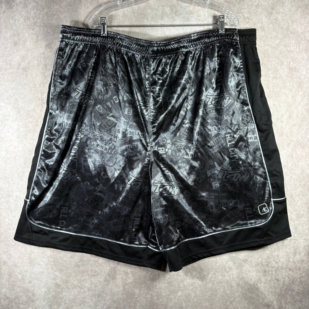 AND1 Basketball Shorts Men 5XL Black All City Graphic Athletic Skater Gym Active